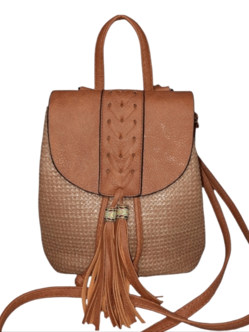 Mini 3-way Southwest Tassel Backpack Crossbody Shoulder Bag